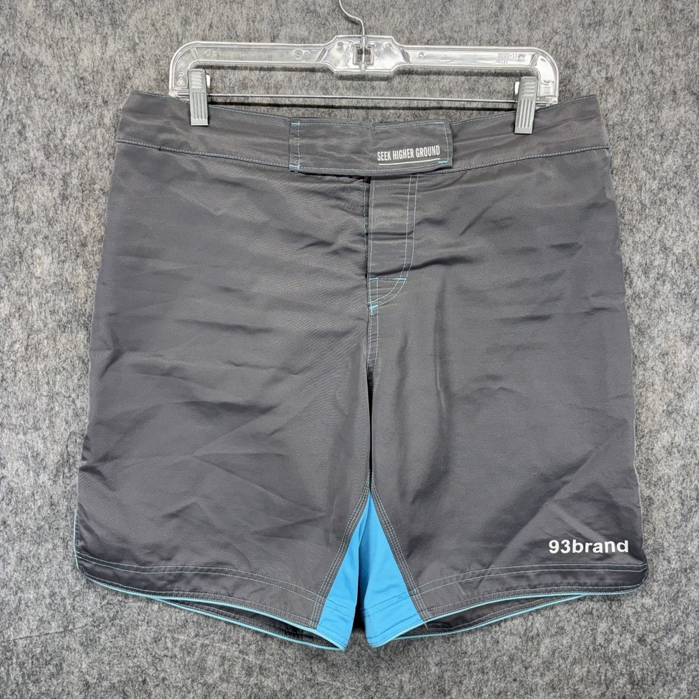 93 Brand Citizen Shorts Men's 34 x 8 Gray Blue Grappling MMA BJJ Muay Thai Fight